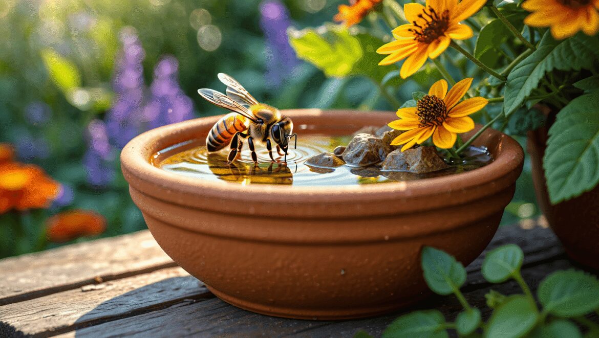 A bee feeding on a white flower